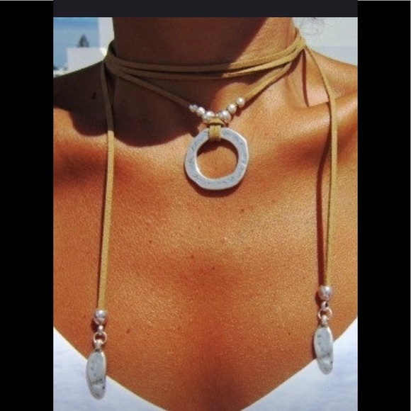 ❤️ Bohemian necklace silver ring metal toggle - Picture 2 of 2